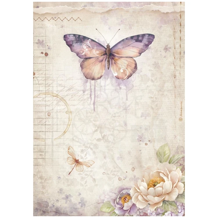 Papier ryżowy do decoupage A4 Quiet Days Motyl DFSA41075 Stamperia