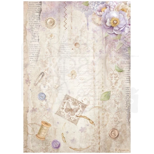 Papier ryżowy do decoupage A4 Quiet Days Szycie DFSA41074 Stamperia