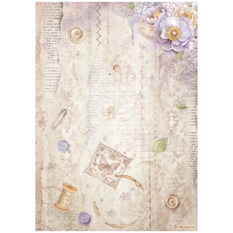 Papier ryżowy do decoupage A4 Quiet Days Szycie DFSA41074 Stamperia