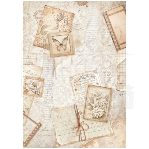 Papier ryżowy do decoupage A4 Quiet Days Pocztówki DFSA41073 Stamperia