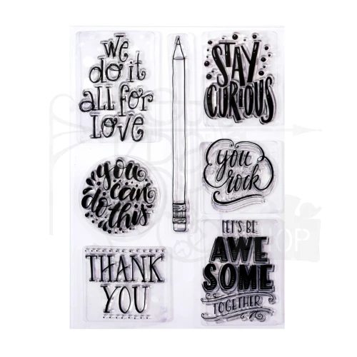 Stempel akrylowy Napisy cytaty 7 elementów PF107001 Paperfuel