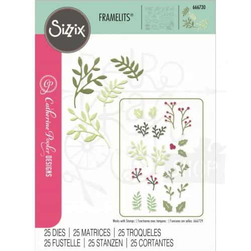 Wykrojnik Framelits Die Happy Holly Days 25 elementów 666730 Sizzix