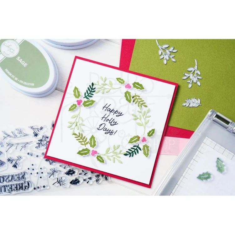 Wykrojnik Framelits Die Happy Holly Days 25 elementów 666730 Sizzix