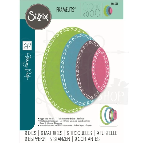 Wykrojnik Fanciful Clare Classic Ovals 9 elementów 666551 Sizzix