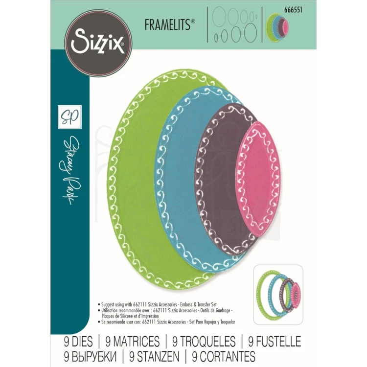 Wykrojnik Fanciful Clare Classic Ovals 9 elementów 666551 Sizzix