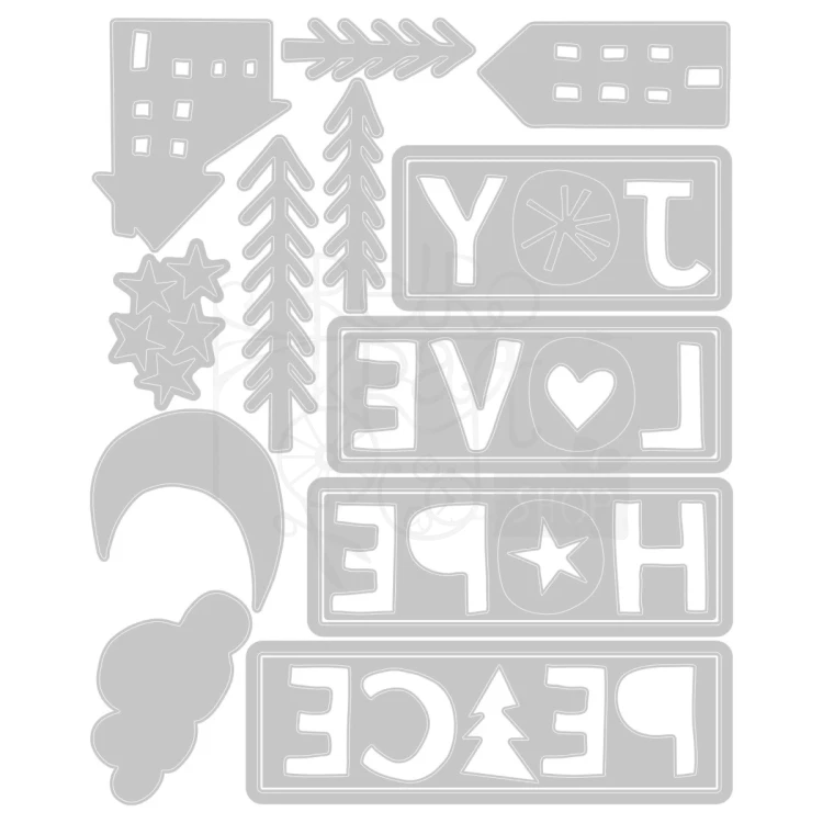 Wykrojnik Thinlits Die Christmas Cutouts 16 elementów 666064 Sizzix