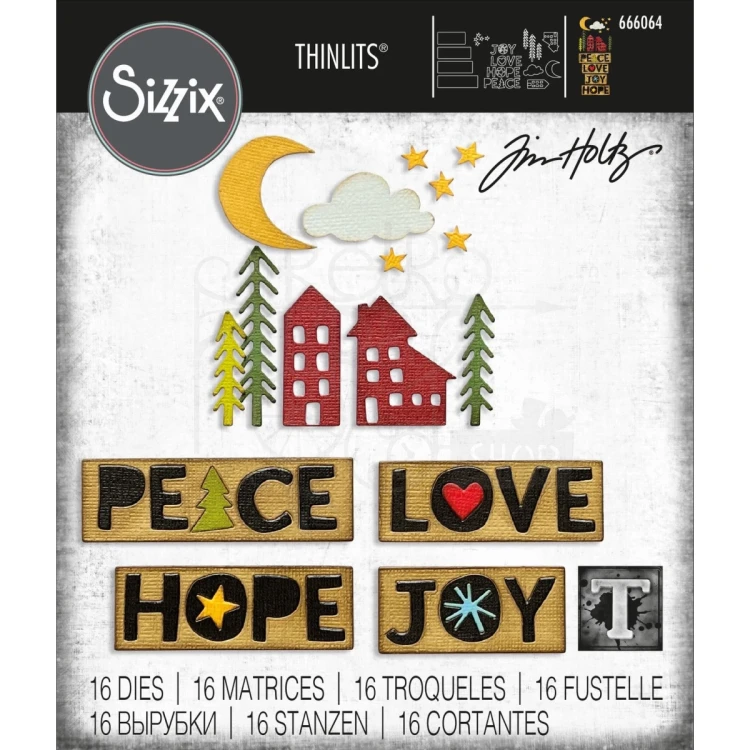 Wykrojnik Thinlits Die Christmas Cutouts 16 elementów 666064 Sizzix
