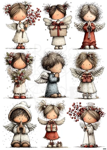 Papier ryżowy do decoupage A4 Aniołki 3896