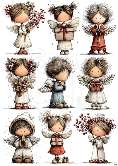 Papier ryżowy do decoupage A4 Aniołki 3896
