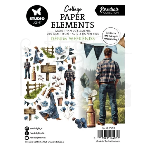 Ozdoby papierowe die-cuts Denim Weekends Essentials SL-ES-PE48 Studio Light