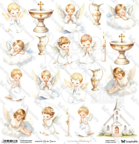 Papier 30x30 elementy do wycięcia Christening 3 - ScrapAndMe