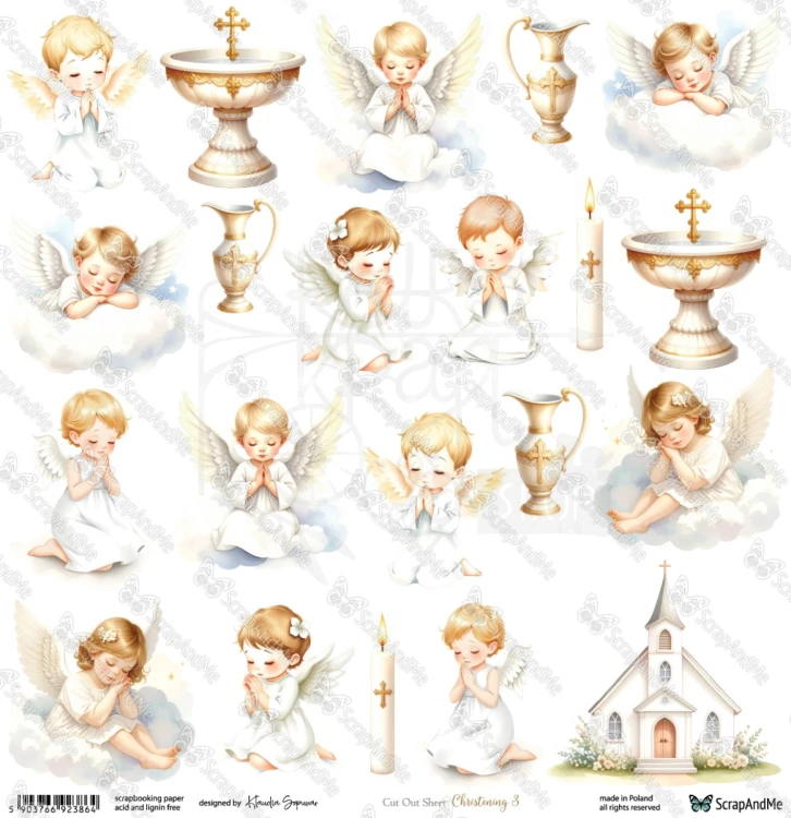 Papier 30x30 elementy do wycięcia Christening 3 - ScrapAndMe