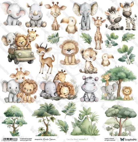 Papier 30x30 elementy do wycięcia Animals 2 - ScrapAndMe
