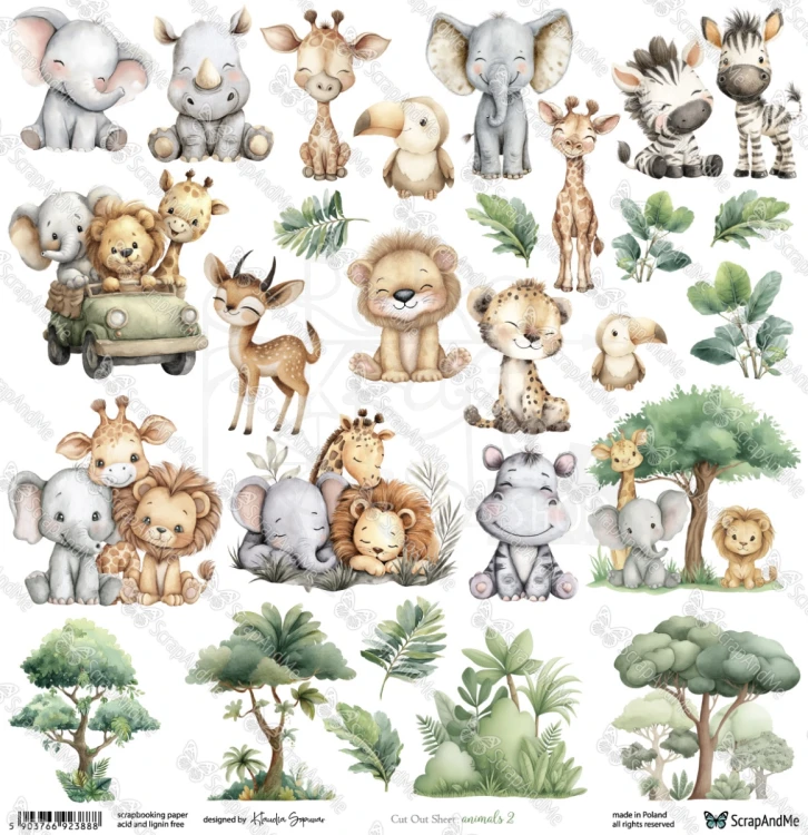 Papier 30x30 elementy do wycięcia Animals 2 - ScrapAndMe
