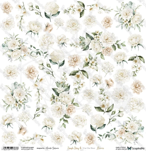 Papier 30x30 elementy do wycięcia Simple Story 4 - Flowers - ScrapAndMe