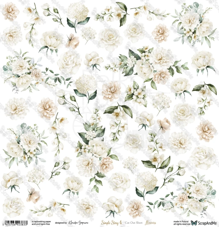 Papier 30x30 elementy do wycięcia Simple Story 4 - Flowers - ScrapAndMe