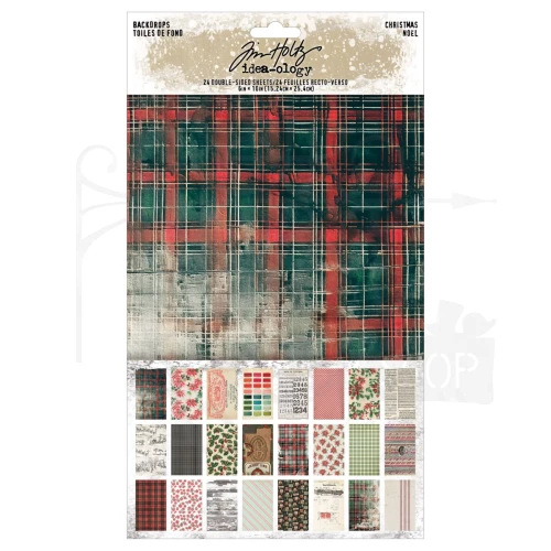 Ozdoby papierowe Idea-Ology Backdrops Christmas 24szt TH94443 Tim Holtz