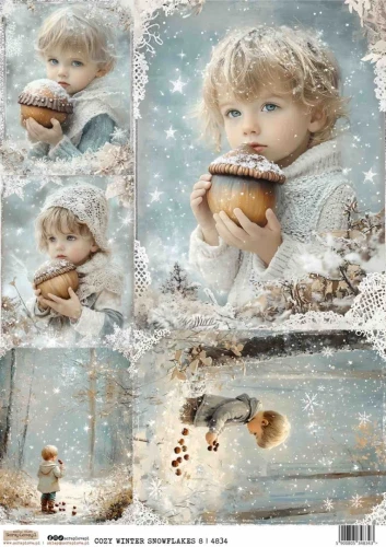 Papier ryżowy do decoupage A4 Ośnieżona przytulna zima 8 4834 ScrapLove