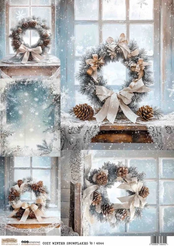 Papier ryżowy do decoupage A4 Ośnieżona przytulna zima 18 4844 ScrapLove