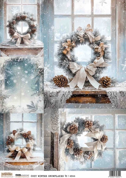 Papier ryżowy do decoupage A4 Ośnieżona przytulna zima 18 4844 ScrapLove