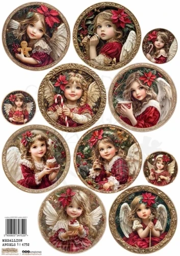 Papier ryżowy do decoupage A4 Medaliony anioły 1 4752 ScrapLove