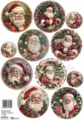 Papier ryżowy do decoupage A4 Medaliony mikołaje 1 4749 ScrapLove