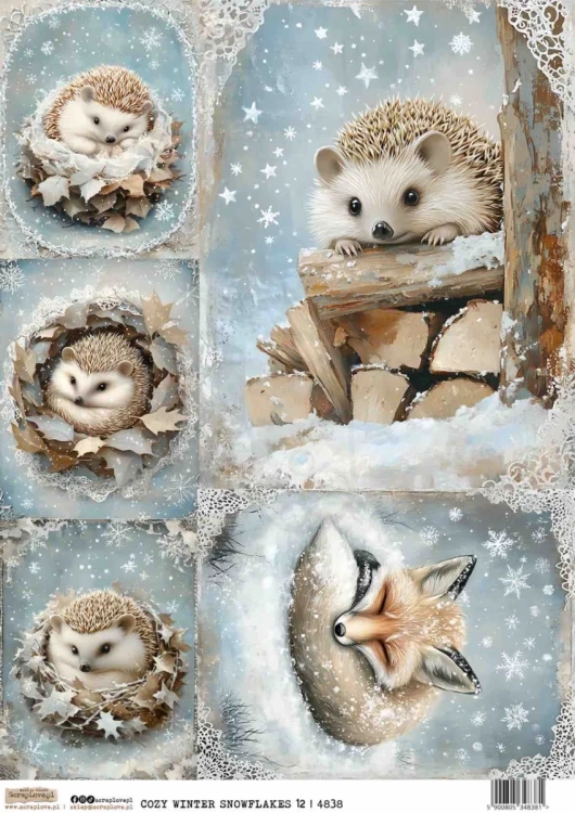 Papier ryżowy do decoupage A4 Ośnieżona przytulna zima 12 4838 ScrapLove