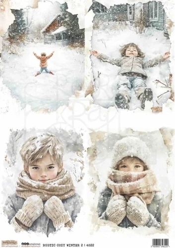 Papier ryżowy do decoupage A4 Rustykalna przytulna zima 2 4822 ScrapLove