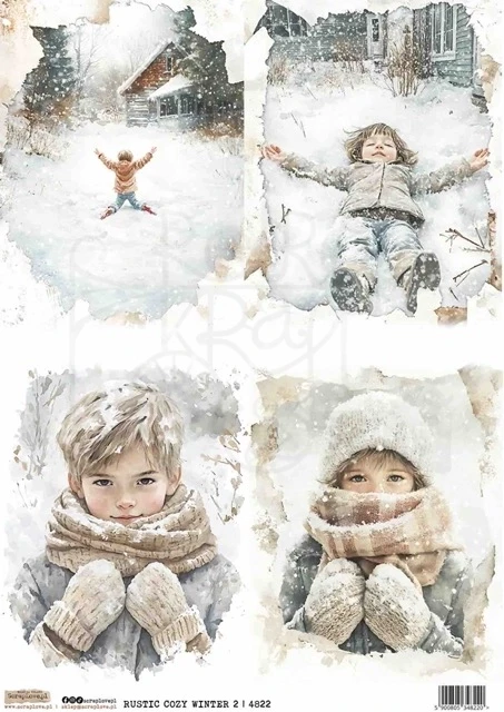 Papier ryżowy do decoupage A4 Rustykalna przytulna zima 2 4822 ScrapLove