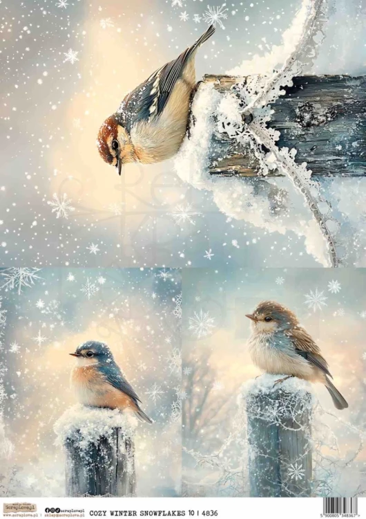 Papier ryżowy do decoupage A4 Ośnieżona przytulna zima 10 4836 ScrapLove