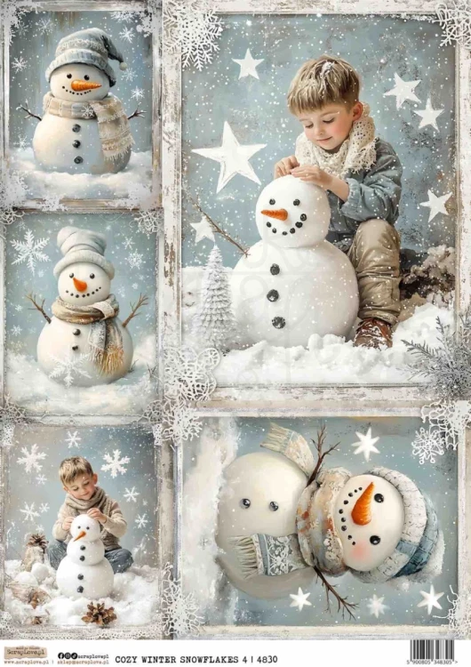 Papier ryżowy do decoupage A4 Ośnieżona przytulna zima 4 4830 ScrapLove