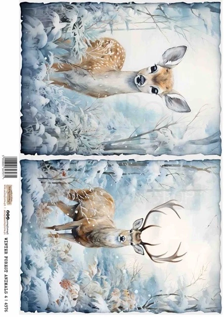 Papier ryżowy do decoupage A4 Zimowe leśne zwierzęta 4 4797 ScrapLove