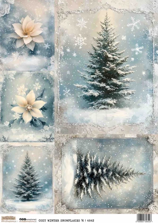 Papier ryżowy do decoupage A4 Ośnieżona przytulna zima 16 4842 ScrapLove