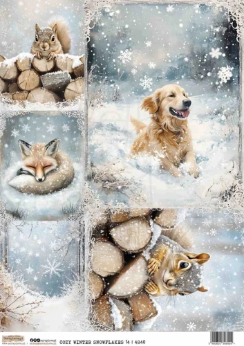 Papier ryżowy do decoupage A4 Ośnieżona przytulna zima 14 4840 ScrapLove