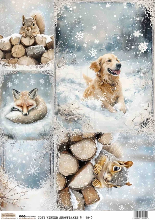 Papier ryżowy do decoupage A4 Ośnieżona przytulna zima 14 4840 ScrapLove