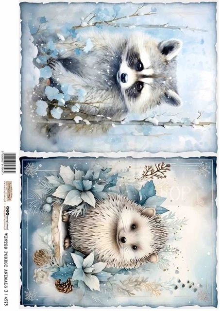 Papier ryżowy do decoupage A4 Zimowe leśne zwierzęta 3 4796 ScrapLove