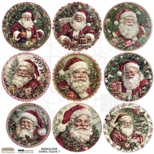 Naklejki papierowe do scrapbookingu i art journalingu Medallion Santa Claus 1 ScrapLove