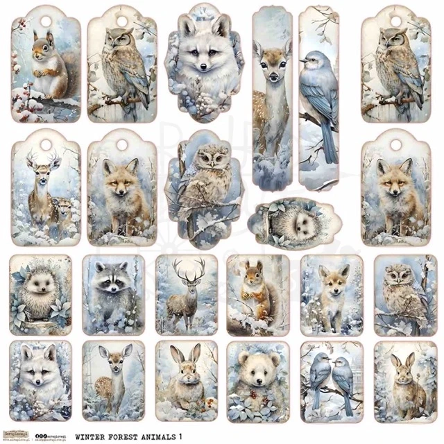 Naklejki papierowe do scrapbookingu i art journalingu Winter Forest Animals 1 ScrapLove