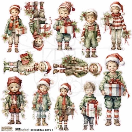 Naklejki papierowe do scrapbookingu i art journalingu Christmas Boys 1 ScrapLove