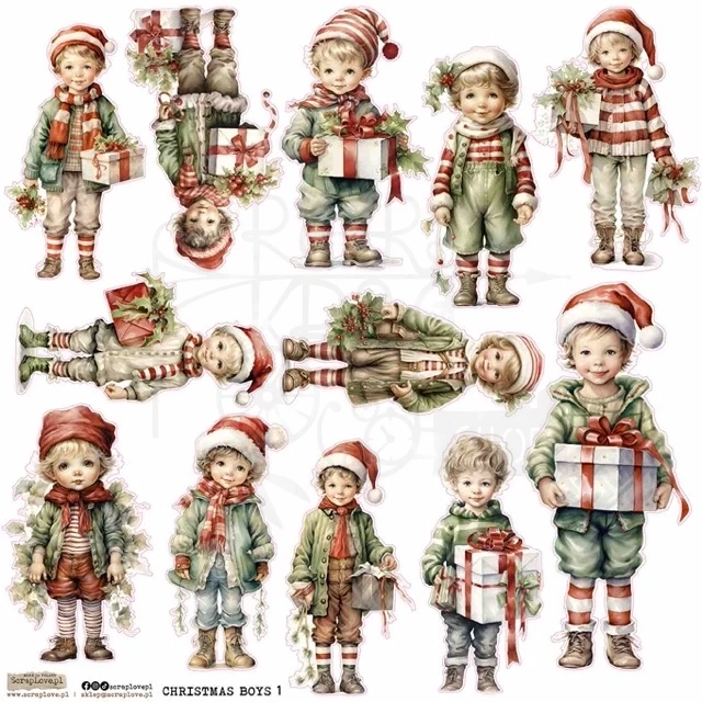 Naklejki papierowe do scrapbookingu i art journalingu Christmas Boys 1 ScrapLove