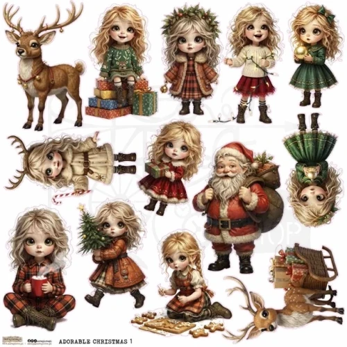 Naklejki papierowe do scrapbookingu i art journalingu Adorable Christmas 1 ScrapLove