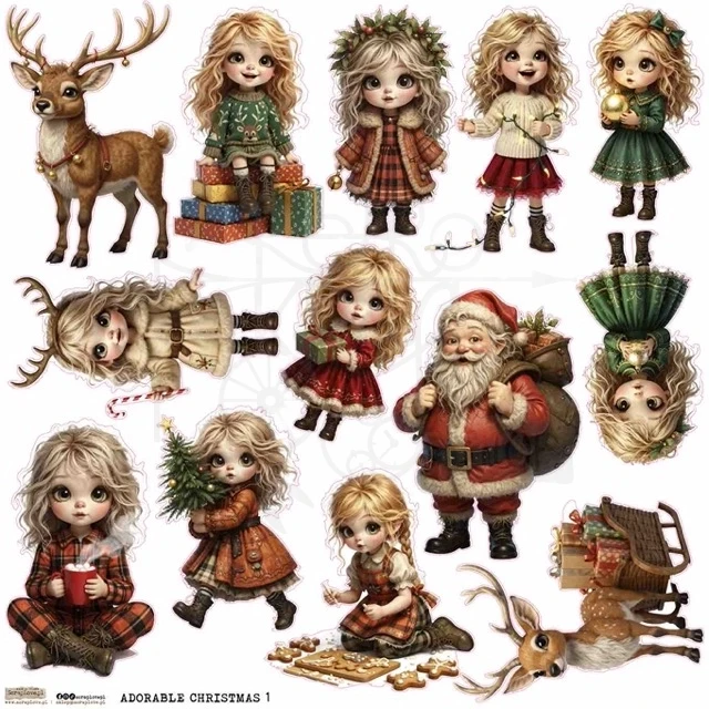 Naklejki papierowe do scrapbookingu i art journalingu Adorable Christmas 1 ScrapLove