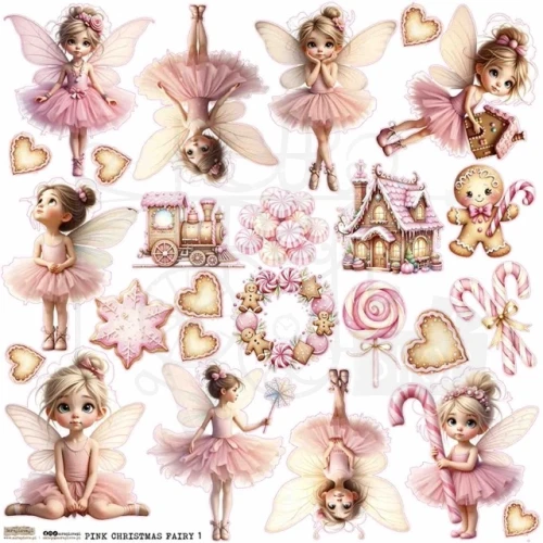 Naklejki papierowe do scrapbookingu i art journalingu Pink Christmas Fairy 1 ScrapLove