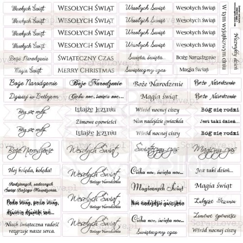 Naklejki papierowe do scrapbookingu i art journalingu Christmas text 1 ScrapLove
