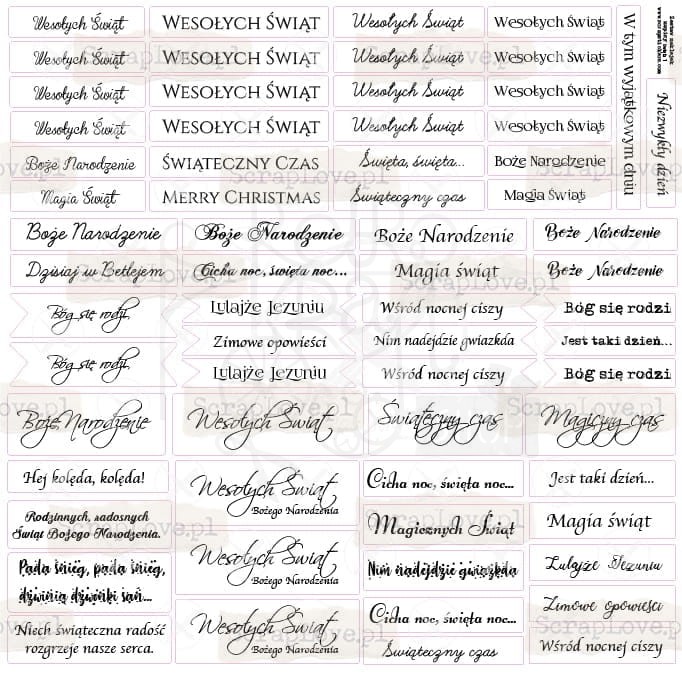 Naklejki papierowe do scrapbookingu i art journalingu Christmas text 1 ScrapLove