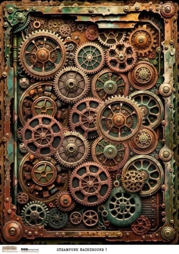 Papier ryżowy do decoupage A4 Steampunk tło 1 4471 ScrapLove