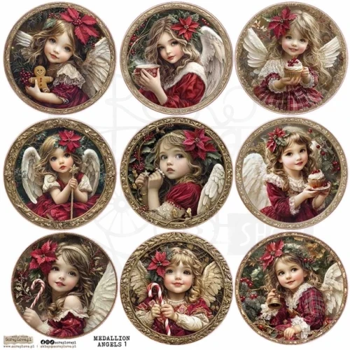 Naklejki papierowe do scrapbookingu i art journalingu Medallion Angels 1 ScrapLove