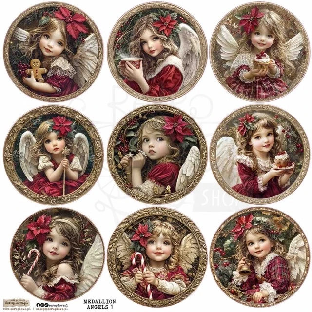 Naklejki papierowe do scrapbookingu i art journalingu Medallion Angels 1 ScrapLove
