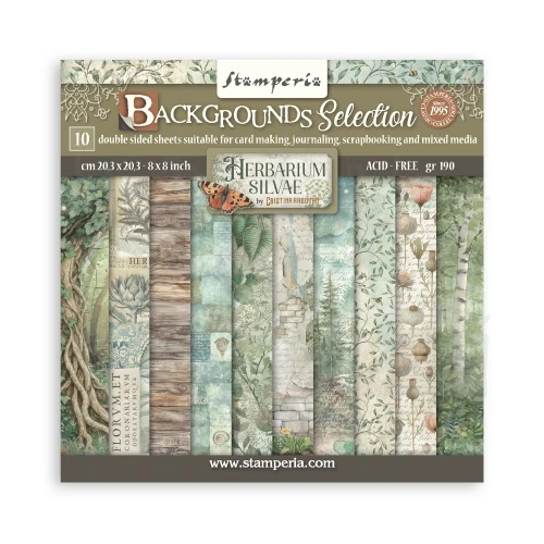 Zestaw papierów do scrapbookingu 20x20 Herbarium Silvae Tła SBBS136 Stamperia