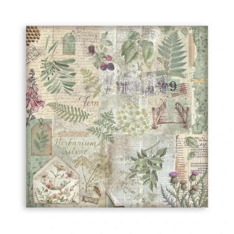 Zestaw papierów do scrapbookingu 20x20 Herbarium Silvae Tła SBBS136 Stamperia